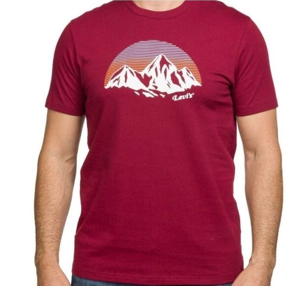 🔹️NWT Levi's Maroon Mountain Screen Print Tshirt Men's XLarge - Picture 1 of 6